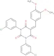 1,3-bis(3-chlorophenyl)-5-((3,4-dimethoxyphenyl)methylene)-1,3-diazaperhydroine-2,4,6-trione