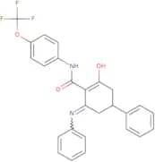 (2-oxo-4-phenyl-6-(phenylamino)cyclohex-1-enyl)-N-(4-(trifluoromethoxy)phenyl)formamide