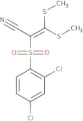 2-((2,4-dichlorophenyl)sulfonyl)-3,3-dimethylthioprop-2-enenitrile
