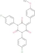 1,3-bis(4-chlorophenyl)-5-((4-methoxyphenyl)methylene)-1,3-diazaperhydroine-2,4,6-trione