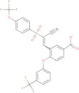 3-(5-nitro-2-(3-(trifluoromethyl)phenoxy)phenyl)-2-((4-(trifluoromethoxy)phenyl)sulfonyl)prop-2-en…