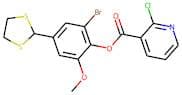 2-bromo-4-(1,3-dithiolan-2-yl)-6-methoxyphenyl 2-chloronicotinate