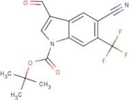 3-Formyl-6-(trifluoromethyl)-1H-indole-5-carbonitrile, N-BOC protected