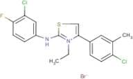 2-(3-chloro-4-fluoroanilino)-4-(4-chloro-3-methylphenyl)-3-ethyl-1,3-thiazol-3-ium bromide