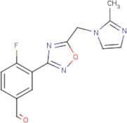 4-Fluoro-3-(5-((2-methyl-1H-imidazol-1-yl)methyl)-1,2,4-oxadiazol-3-yl)benzaldehyde