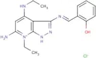 6-amino-7-ethyl-4-(ethylamino)-3-{[(E)-(2-hydroxyphenyl)methylidene]amino}-1H-pyrazolo[3,4-b]pyrid…