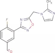 4-Fluoro-3-(5-((2-methyl-1H-imidazol-1-yl)methyl)-1,2,4-oxadiazol-3-yl)benzaldehyde