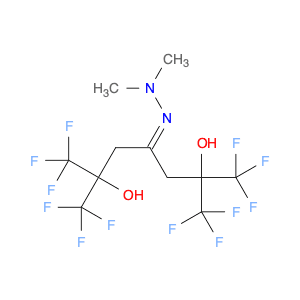 4-Heptanone, 1,1,1,7,7,7-hexafluoro-2,6-dihydroxy-2,6-bis(trifluoromethyl)-, 2,2-dimethylhydrazone