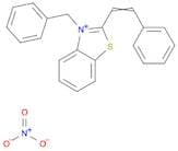 Benzothiazolium, 2-(2-phenylethenyl)-3-(phenylmethyl)-, nitrate (1:1)