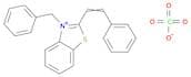Benzothiazolium, 2-(2-phenylethenyl)-3-(phenylmethyl)-, perchlorate (1:1)