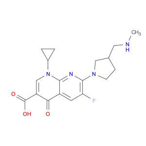 1,8-Naphthyridine-3-carboxylic acid, 1-cyclopropyl-6-fluoro-1,4-dihydro-7-[3-[(methylamino)methyl]…