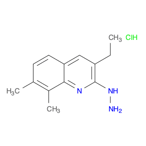 Quinoline, 3-ethyl-2-hydrazinyl-7,8-dimethyl-, hydrochloride (1:1)
