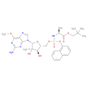 L-Alanine, N-(2'-C-methyl-6-O-methyl-P-1-naphthalenyl-5'-guanylyl)-, 2,2-dimethylpropyl ester