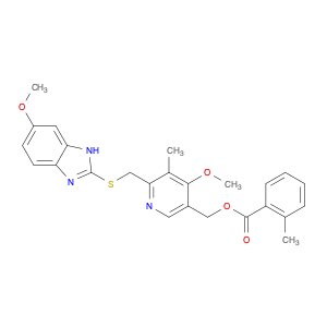 Benzoic acid, 2-methyl-, [4-methoxy-6-[[(6-methoxy-1H-benzimidazol-2-yl)thio]methyl]-5-methyl-3-py…