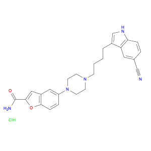 2-Benzofurancarboxamide, 5-[4-[4-(5-cyano-1H-indol-3-yl)butyl]-1-piperazinyl]-, hydrochloride (1:1)