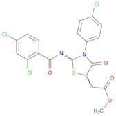 Acetic acid, 2-[3-(4-chlorophenyl)-2-[(2,4-dichlorobenzoyl)imino]-4-oxo-5-thiazolidinylidene]-, me…
