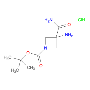1-Azetidinecarboxylic acid, 3-amino-3-(aminocarbonyl)-, 1,1-dimethylethyl ester, hydrochloride (1:…