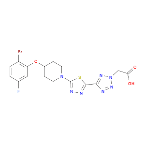 2-(5-(5-(4-(2-Bromo-5-fluorophenoxy)piperidin-1-yl)-1,3,4-thiadiazol-2-yl)-2H-tetrazol-2-yl)acetic…