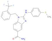 2-((4-(Methylthio)phenyl)amino)-1-(2-(trifluoromethyl)benzyl)-1H-benzo[d]imidazole-5-carboxamide