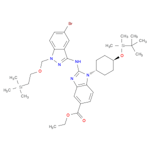 Ethyl 2-((5-bromo-1-((2-(trimethylsilyl)ethoxy)methyl)-1H-indazol-3-yl)amino)-1-((1r,4r)-4-((tert-…