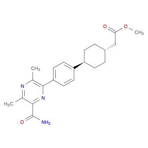 Cyclohexaneacetic acid, 4-[4-[6-(aminocarbonyl)-3,5-dimethyl-2-pyrazinyl]phenyl]-, methyl ester, t…