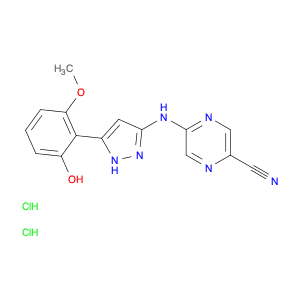 2-Pyrazinecarbonitrile, 5-[[5-(2-hydroxy-6-methoxyphenyl)-1H-pyrazol-3-yl]amino]-, dihydrochloride