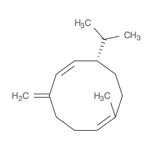 germacreneD,1-methyl-5-methylene-8-(1-methylethyl)-1,6-cyclodecadiene