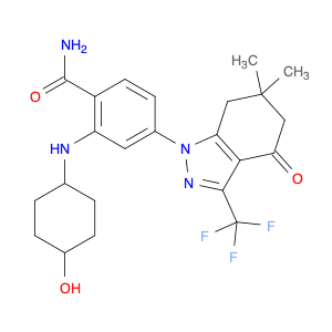 4-(6,6-Dimethyl-4-oxo-3-(trifluoromethyl)-4,5,6,7-tetrahydro-1H-indazol-1-yl)-2-((1r,4r)-4-hydroxy…