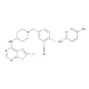 5-((4-((6-Chlorothieno[2,3-d]pyrimidin-4-yl)amino)piperidin-1-yl)methyl)-2-fluorobenzonitrile male…