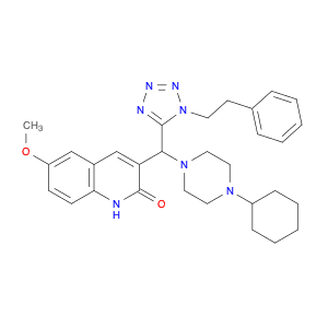 3-((4-Cyclohexylpiperazin-1-yl)(1-phenethyl-1H-tetrazol-5-yl)methyl)-6-methoxyquinolin-2(1H)-one
