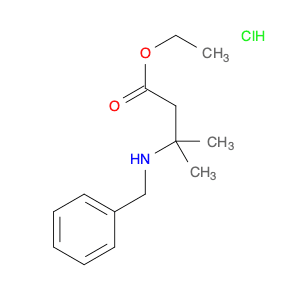 Butanoic acid, 3-methyl-3-[(phenylmethyl)amino]-, ethyl ester, hydrochloride (1:1)