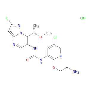 (S)-1-(2-(2-Aminoethoxy)-5-chloropyridin-3-yl)-3-(2-chloro-7-(1-methoxyethyl)pyrazolo[1,5-a]pyrimi…