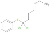 Benzene, [(1,1-dichloroheptyl)thio]-