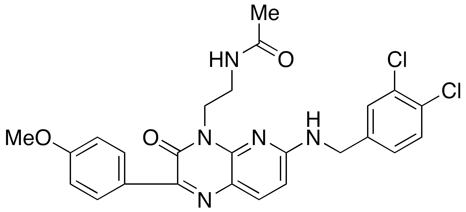 N-[2-[6-[[(3,4-Dichlorophenyl)methyl]amino]-2-(4-methoxyphenyl)-3-oxopyrido[2,3-b]pyrazin-4(3H)-yl…