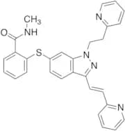 (E)-N-methyl-2-((1-(2-(pyridin-2-yl)ethyl)-3-(2-(pyridin-2-yl)vinyl)-1H-indazol-6-yl)thio)benzamide