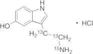 Serotonin-13C2,15N Hydrochloride (~90%)